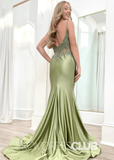 Frederica | Plus Size Sage Green Prom Dresses Long Mermaid Sweetheart with Openwork Lace - Sage - PromDressClub